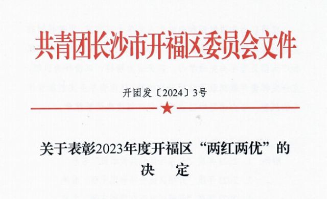 东方金典集团团支部被评为2023年度“开福区五四红旗团支部”